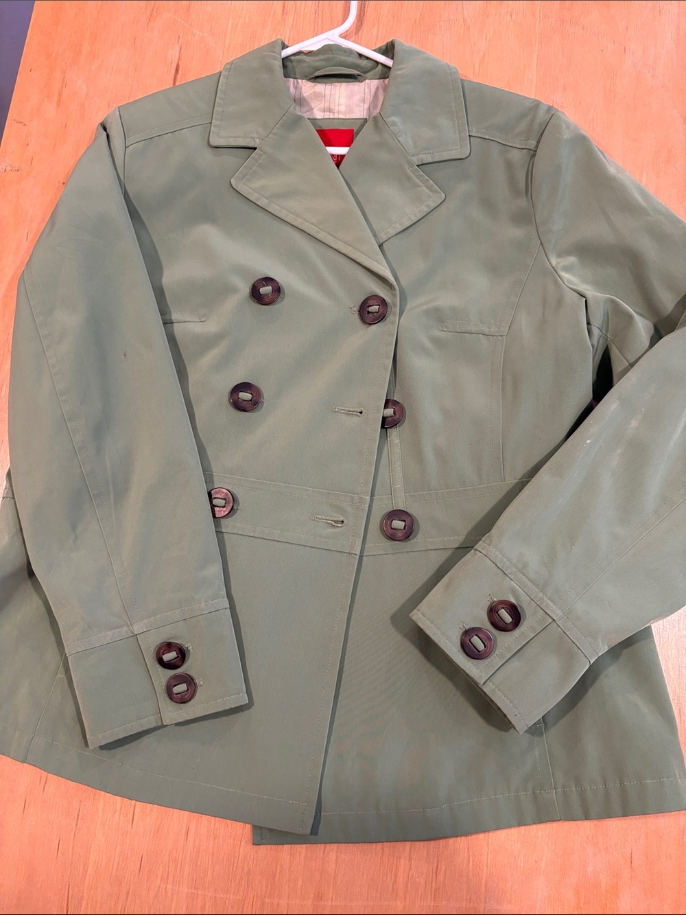 Esprit ~ Olive Green Breasted Jacket Lined Brown Buttons